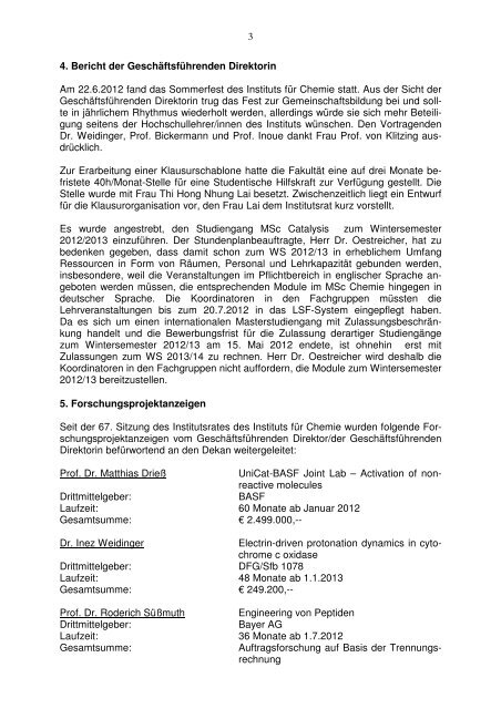 Protokoll der 68.Sitzung am 27.06.2012 - Institut fÃ¼r Chemie - TU ...