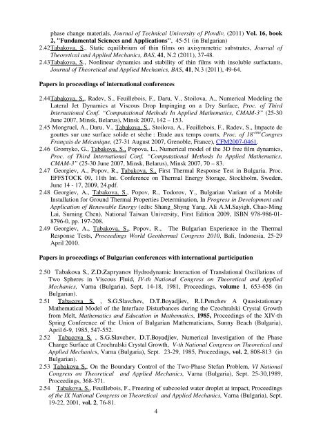Publication List of prof. Sonia Tabakova, PhD