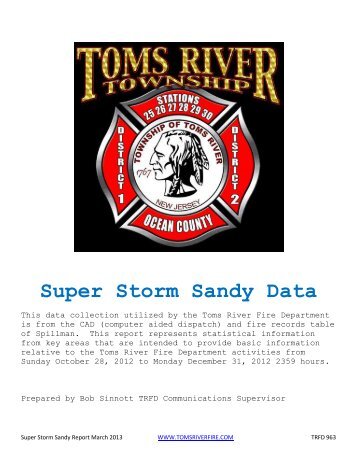 Super Storm Sandy Data - Toms River Fire Department