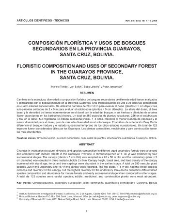 composiciÃ³n florÃ­stica y usos de bosques secundarios en la ...