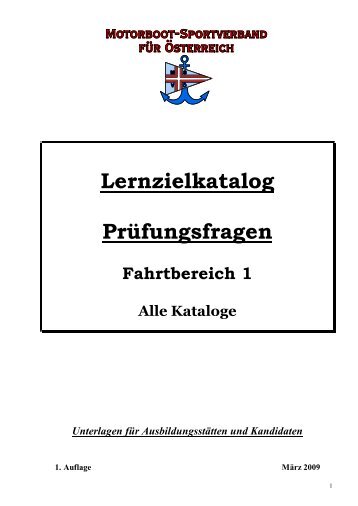 Lernzielkatalog Prüfungsfragen - MSVÖ