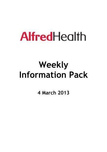 Weekly Information Pack - Alfred Hospital