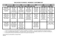 GIRLS HOCKEY VS PARENTS ~ WEDNESDAY ... - Somerset House