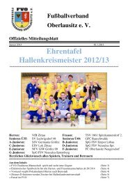 Ehrentafel Hallenkreismeister 2012/13 - Fussballverband Oberlausitz