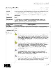 Fast Entry of Time Data - Washington State Department of Personnel