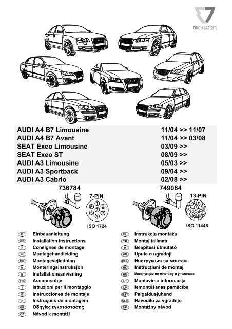 AUDI A4 B7 Limousine 11/04 &gt;&gt; 11/07 AUDI A4 B7 Avant 11/04 ...