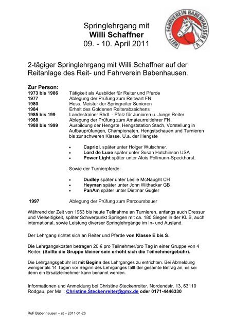Springlehrgang in Babenhausen mit Willi Schaffner 9 ... - Krb-da-di.de