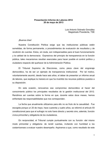 Discurso del Dr. Luis Antonio Sobrado GonzÃ¡lez, Presidente del ...