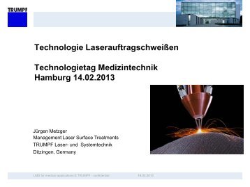 Technologie LaserauftragschweiÃƒÂŸen ... - TRUMPF Laser