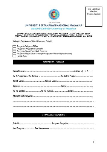 Borang Permohonan - Universiti Pertahanan Nasional Malaysia ...