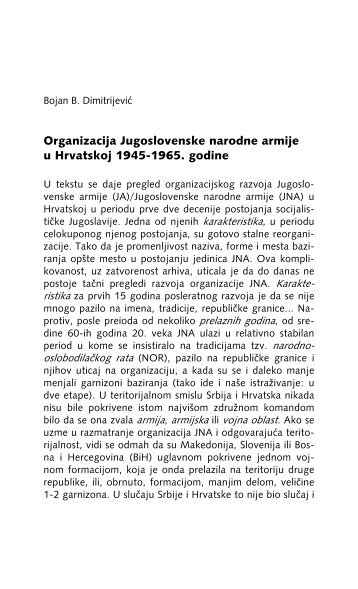 Organizacija Jugoslovenske narodne armije u Hrvatskoj 1945-1965 ...