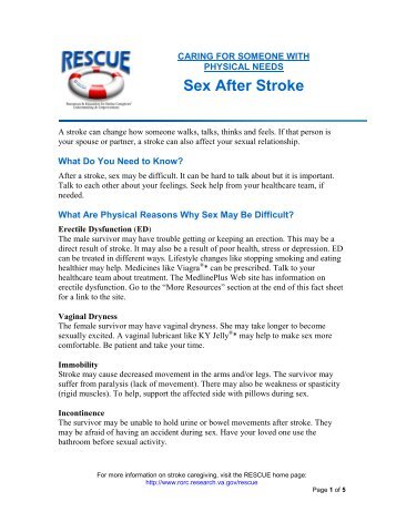 Sex After Stroke - Rehabilitation Outcomes Research Center (RORC)