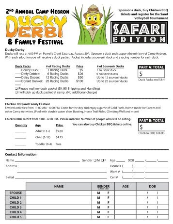 registration form - Camp Hebron