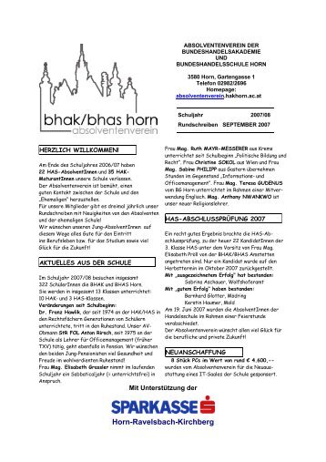 Rundschreiben September 2007 - BHAK/BHAS Horn