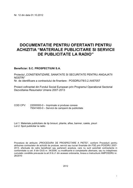 materiale publicitare si servicii de publicitate la radio - Prospectiuni