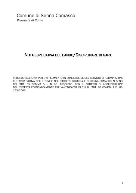 Appalto lampade votive- disciplinare - Comune di Senna Comasco