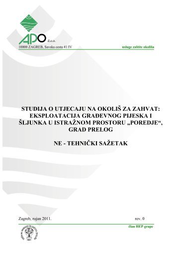 Ne-tehniÄki saÅ¾etak za javni uvid - Procjena utjecaja na okoliÅ¡