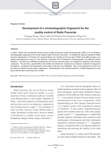 Development of a chromatographic fingerprint for the quality control ...