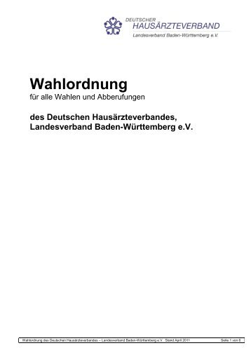 Wahlordnung - Deutscher Hausärzteverband Landesverband ...