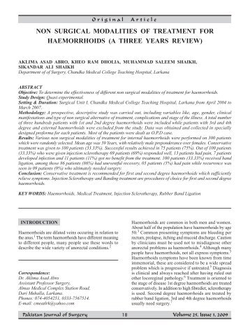 Non surgical modalities of treatment for haemorrhoids