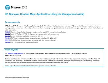 HP Discover Content Map: Application Lifecycle Management (ALM)