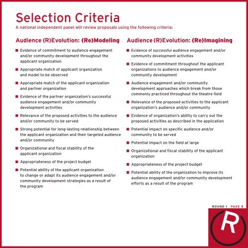 Round 1 Guidelines - Theatre Communications Group