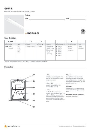 spec sheet - Intra lighting