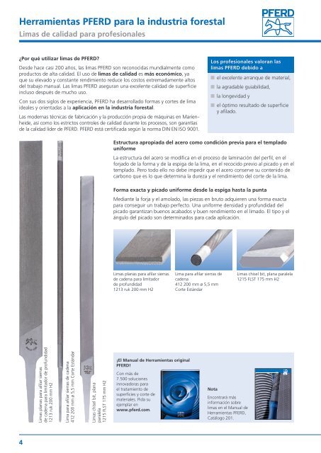 Herramientas PFERD para la industria forestal