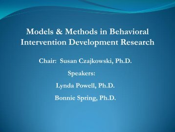 Models & Methods in Behavioral Intervention Development Research