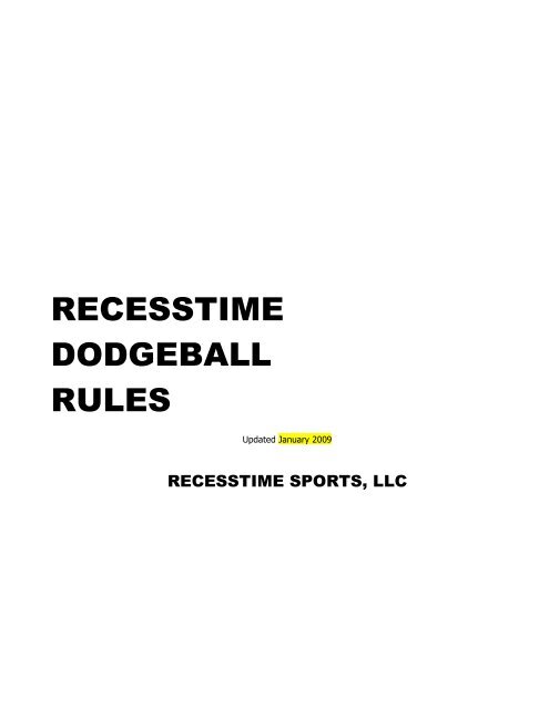 RECESSTIME DODGEBALL RULES - Recesstimesports.com