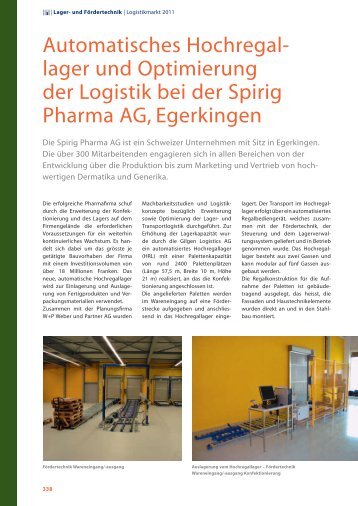 Automatisches Hochregal- lager und Optimierung der Logistik bei ...