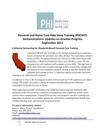 Personal and Home Care Aide State Training (PHCAST ... - PHI