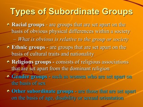 What is a Subordinate group?