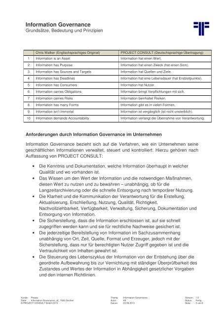 Information Governance - Project Consult Unternehmensberatung ...