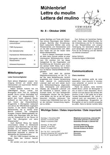 Mühlenbrief Lettre du moulin Lettera del mulino - Mühlenfreunde