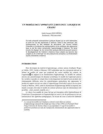 un modÃ¨le de l'apprenant Ã  distance : logique ou chaos? - Conseil ...