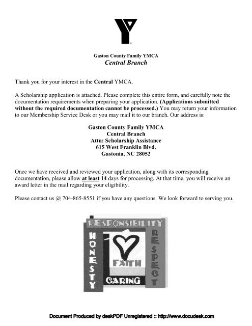 Download A Financial Assistance Form Gaston County Family Ymca
