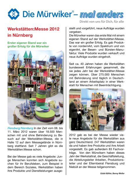 Werkstätten:Messe 2012 in Nürnberg - Die Mürwiker Werkstätten