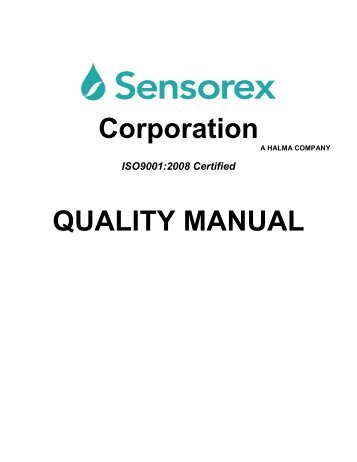 Corporation QUALITY MANUAL - Sensorex