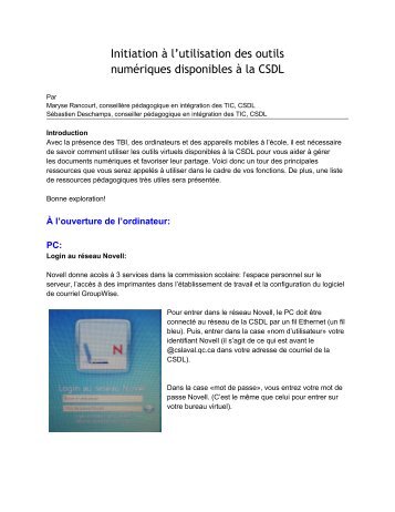 Initiation Ã  l'utilisation des outils numÃ©riques disponibles Ã  la CSDL