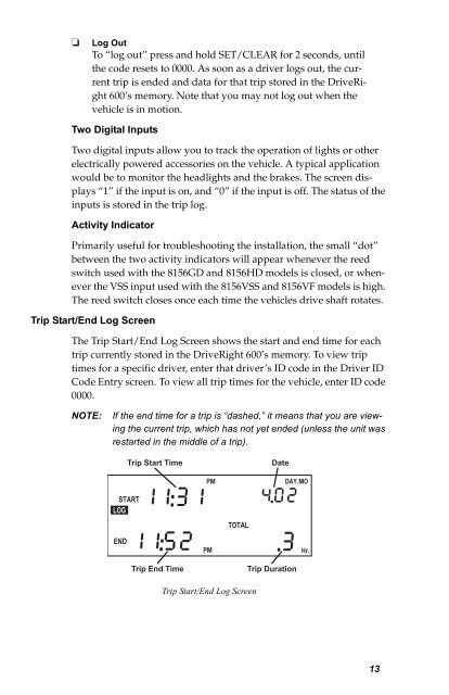 DriveRight 600 User's Guide - Davis Instruments Corp.