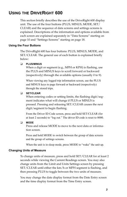 DriveRight 600 User's Guide - Davis Instruments Corp.