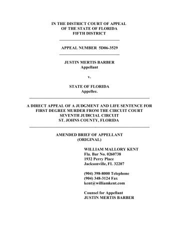 Justin Mertis Barber v. State of Florida - William Mallory Kent
