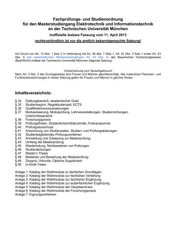 lesbare Fassung der Fachprüfungs - Fakultät für Elektrotechnik und ...