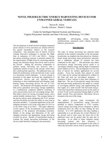 novel piezoelectric energy harvesting devices for unmanned aerial ...