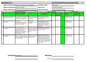 CQT/RA/017/V1 Activity-Based Risk Assessment Form