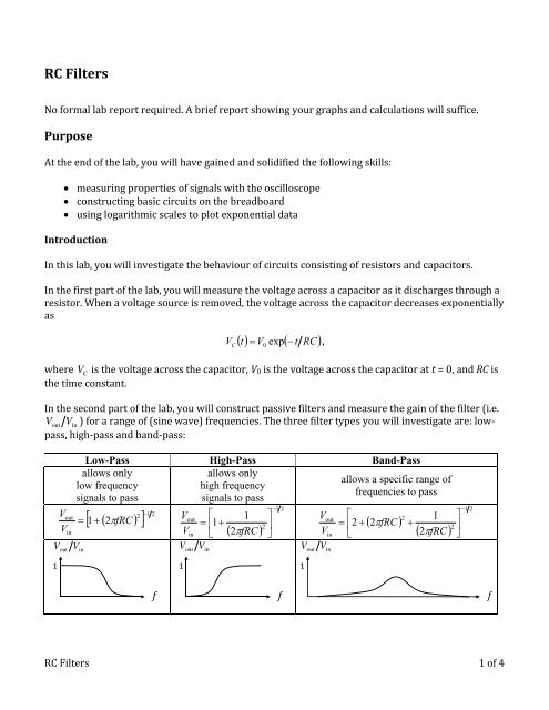 Experiment 3: RC Filters