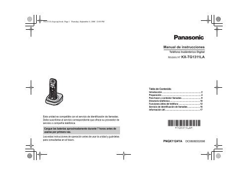 Manual de Usuario KX-TG1311LA(es) - Panasonic