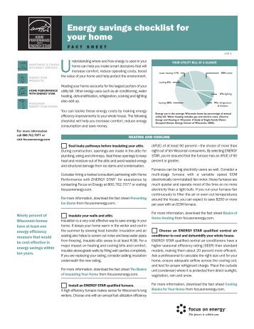 Energy savings checklist for your home