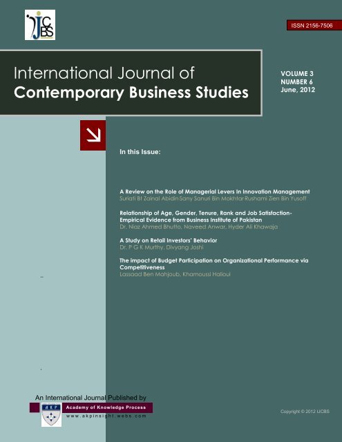 International journal of Contemporary Business Studies